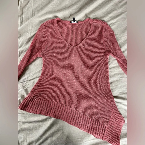 Eileen Fisher High Low Linen Blend Pink Sweater‎ - Picture 6 of 6